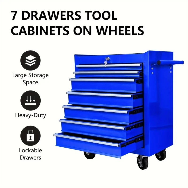 Workshop Tools Trolley - Niebieski wielofunkcyjny wózek narzędziowy z 7