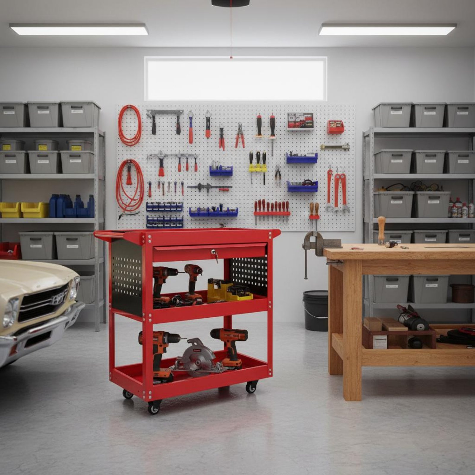 Workshop Tools Diy - Wózek narzędziowy 3-poziomowy z pogrubionej stali,