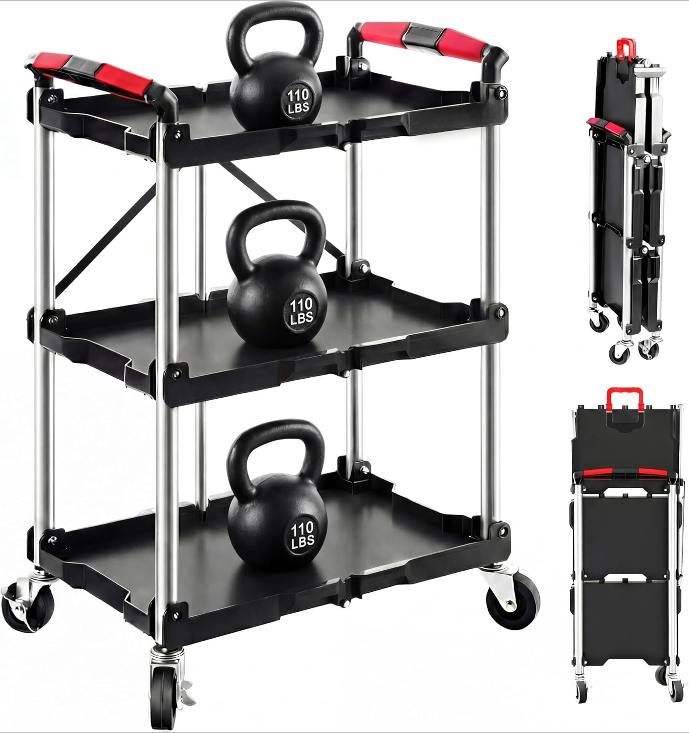 Workshop Tools Trolley - Wózek warsztatowy składany z 3 półkami,